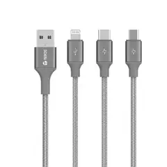 TEROS - Cable USB Tipo A a Tipo C Lightning micro USB GRIS TE-70210W