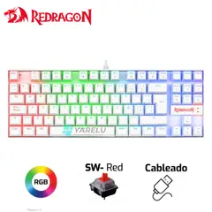 REDRAGON - Teclado KUMARA WHITE K552W-RGB Red Switch Español