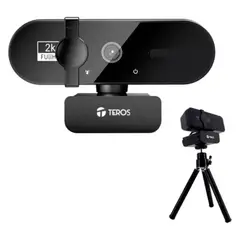 TEROS - Webcam TE-9072, 2K, micrófono incorporado, USB 2.0