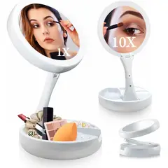 GENERICO - Espejo de Maquillaje con luz led y aumento 10x 1x