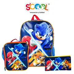 SCOOL - PACK DE MOCHILA LONCHERA Y CARTUCHERA SONIC