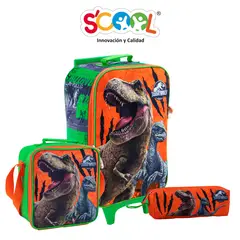 SCOOL - PACK DE MOCHILA LONCHERA Y CARTUCHERA JURASSIC PARK