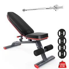 XTREME SPORT - Banca de Pesas Libre Ajustable + 20 kg de discos