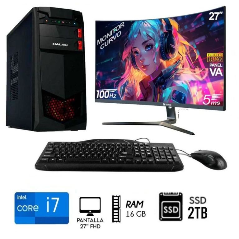 Computadora PC CORE i7 3.2Ghz Ram 16GB Disco SSD 2TB Monitor 27" FULL HD