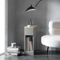 GENERICO - Mesa Lateral Lettie  Gris R&R MUEBLES