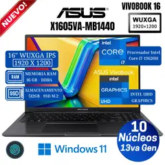 ASUS - Laptop Vivobook X1605VA-MB1440 16” WUXGA IPS, Core i7-13620H, Ram 16GB, Ssd 512GB, Win 11 Pro
