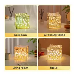 GENERICO - LÁMPARA LED ESPEJO CUADRADO DE TULIPANES INFINITOS AMARILLO