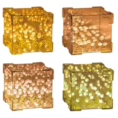 GENERICO - LÁMPARA LED ESPEJO CUADRADO DE TULIPANES INFINITOS ROSADO