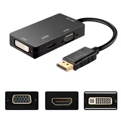 GENERICO - Adaptador Display Port Dp A Hdmi - Dvi - Vga Color Negro