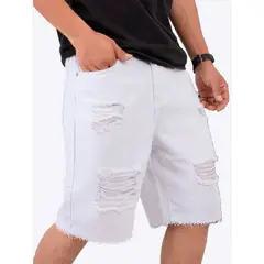 GENERICO - SHORT JEANS RIGIDO RASGADO MODA TENDENCIA