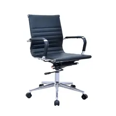 OFIDEAS - Silla de Oficina Ergonómica Grey Gerente Cuero Negro