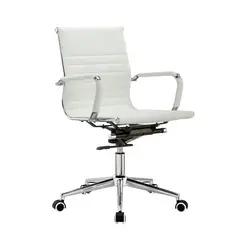 OFIDEAS - Silla de Oficina Ergonómica Grey Gerente Cuero Blanco
