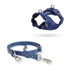 S&T - Correa y Pechera Ajustable Para Perros Azul Oscuro - Talla S