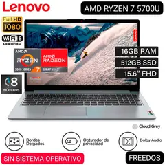 LENOVO - NOTEBOOK IDEAPAD 1 15ALC7 (82R400ACLM) FHD 15.6" FREEDOS CLOUD GREY
