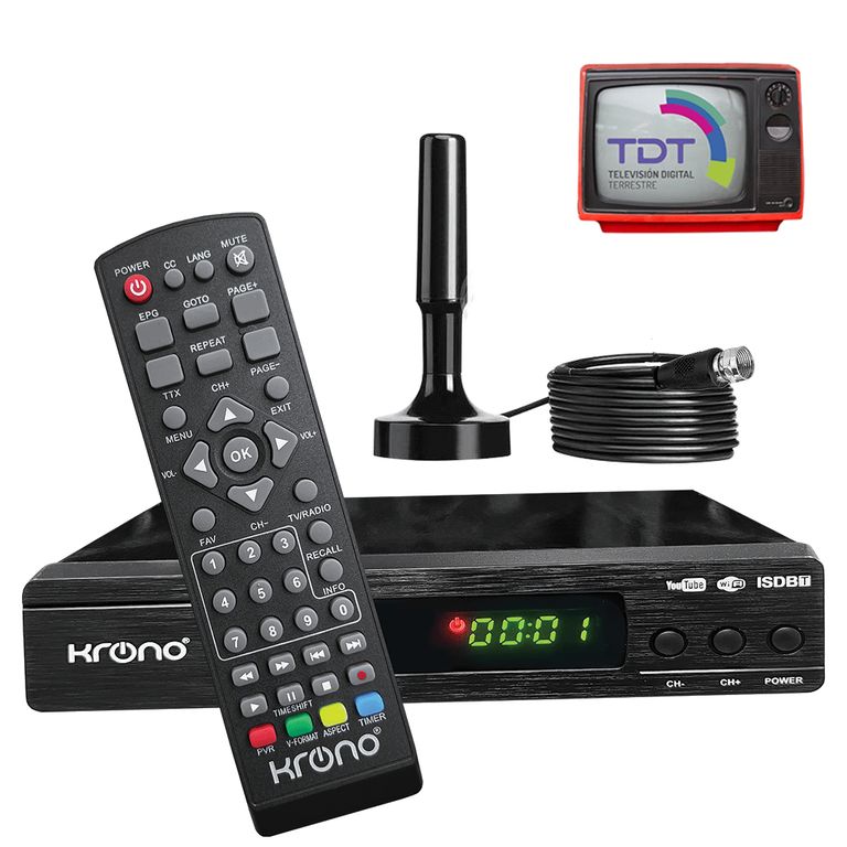 Sintonizador TDT de TV Digital con Antena UHF HDMI y Control Remoto