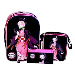 SCOOL - Mochila, lonchera y cartuchera 3 en 1 diseño: Nezuko Kimetsu no yaiba