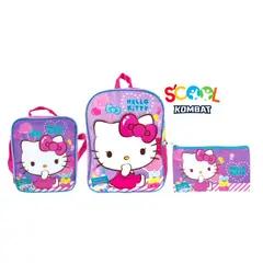 SCOOL - Mochila, lonchera y cartuchera Set 3 en 1 diseño: Hello Kitty lazos