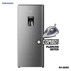 INDURAMA - REFRIGERADORA 177 L CON DISP DE AGUA PLATEADO - RI-289D + PLANCHA OSTER