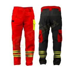 GENERICO - Pantalón Táctico Bombero Rip Stop Antidesgarro Rojo y Negro