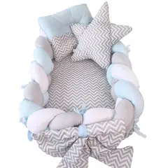 BABY MERINOS - Nido Colecho Trenzado Mar Celeste