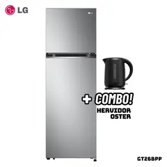 LG - REFRIGERADORA 264 L TOP FREEZER PLATEADO - GT26BPP + HERVIDOR OSTER NEGRO