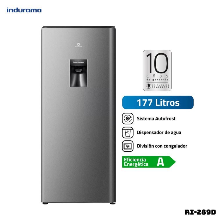 REFRIGERADORA 177 L CON DISP DE AGUA PLATEADO - RI-289D