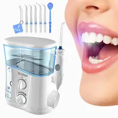 DAUER - Irrigador Bucal Familiar 1000ml De 7 Boquillas Y 10 Niveles