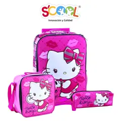 SCOOL - Mochila, lonchera y cartuchera Set 3 en 1 diseño: Hello Kitty