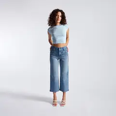 LUVARO - Jean Wide Leg Cropped Mujer