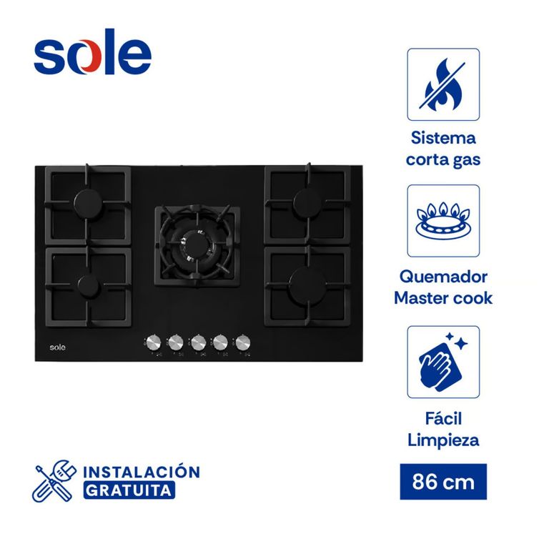 Encimera Vidrio Templado 86 Cm SOLCO041
