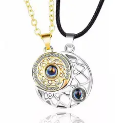 GENERICO - Collares Parejas Sol y Luna 100 IDIOMAS TE AMO