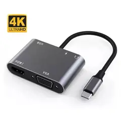 OEM - Adaptador Hub 5 en 1 Tipo C a HDMI 4K /Vga /USB /Audio 3.5mm /PD100W