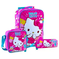 SCOOL - Mochila, lonchera y cartuchera 3 en 1 con ruedas diseño: Hello Kitty