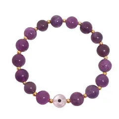 LUCYANA JOYAS Y ACCESORIOS - Pulsera para Mujer con Ojo Turco y Cuarzo Amatista - Joyas Lucyana