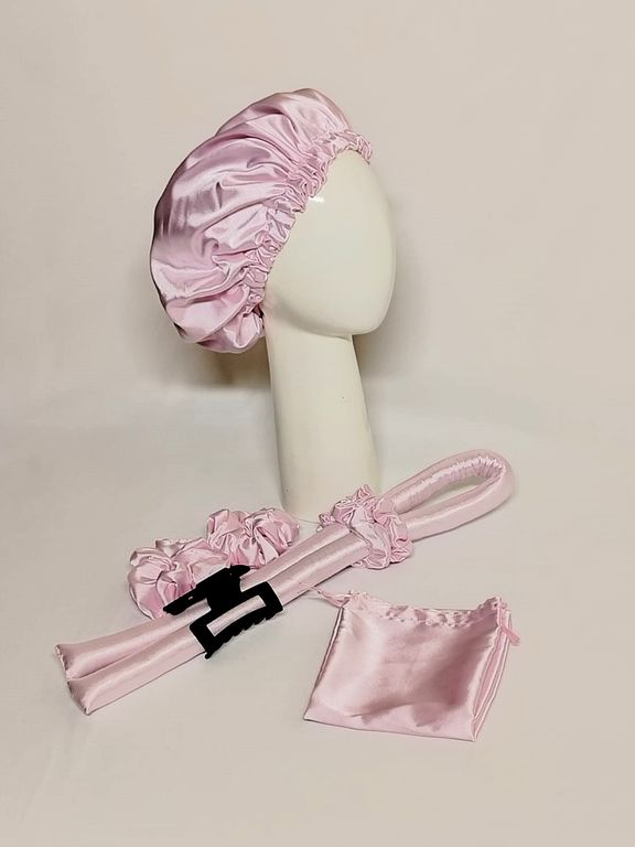 SET DE GORRO DE SATIN + ONDULADOR SIN CALOR ROSA BB