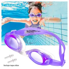 GENERICO - Pack 02 Gafas de Natación con Tapones de Oídos Niña