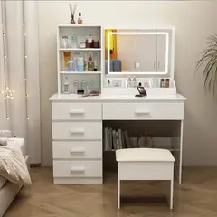 NACION MUEBLES - COMODA ASHLEY CON ESPEJO COLOR BLANCO NM