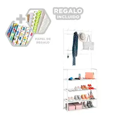 GENERICO - Zapatera Moderna Derecho 4 N en Blanco Y+Papel de Regalo