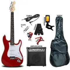 GENERICO - PACK de Guitarra Eléctrica &Amplificador&Afinador&Funda&Capo