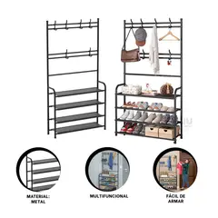 GENERICO - Mueble Armable en Tipo Curvo Negro Y+Banderitas Adhesivas