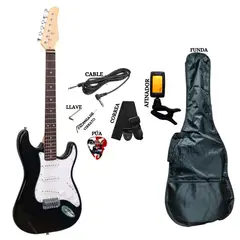 GENERICO - Guitarra Eléctrica con Afinador funda y accesorios completo