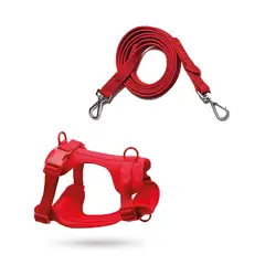 S&T - Correa y Pechera Ajustable Para Perros Rojo - Talla M