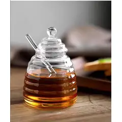 GENERICO - MIELERO DE VIDRIO CON TAPA Y CUCHARA 500ML