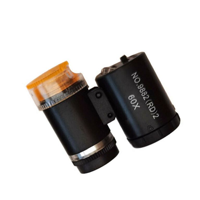 Mini Microscopio Lupa 60x Con Luz Led Y Luz Uv