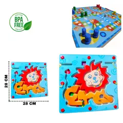 GENERICO - Pizarra Tablero 2en1 Laberinto Magnético Ludo Madera Animal