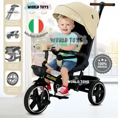 KIDS - Triciclo Guiador Plegable «BELLISSIMO» Beige