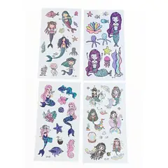 GENERICO - 4 laminas de stickers tatuajes temporales Sirenas Modelo 2