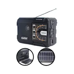 EWTTO - Radio ET-R1249BS con Panel Solar Recargable y Bluetooth