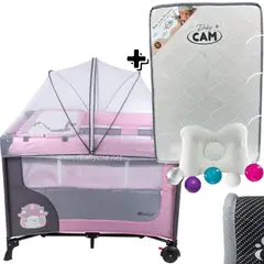EBABY - Cuna Corral con Cambiador Happy Dream + Colchón para cuna