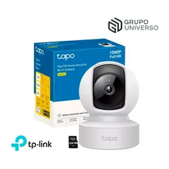 TP LINK - Cámara Vigilancia Tapo C202 Full HD 2MP Tp-Link Comunicación 2 vías Gira 360 Alarma + SD 128GB